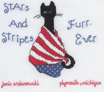 Cross-stitched memorial square by Janis Ardanowski