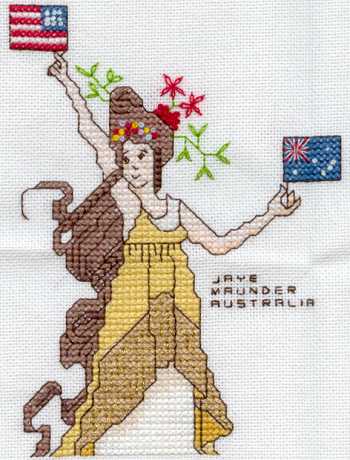 Cross-stitched memorial square by Jaye Maunder