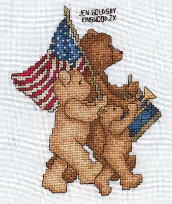 Cross-stitched memorial square by Jennifer Goldsby
