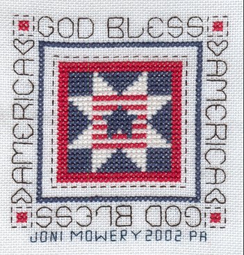 Cross-stitched memorial square by Joni Mowery
