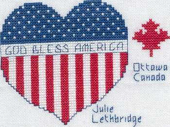 Cross-stitched memorial square by Julie Lethbridge