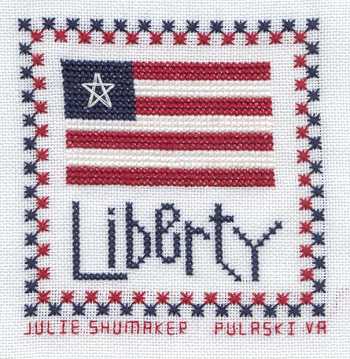 Cross-stitched memorial square by Julie Shumaker