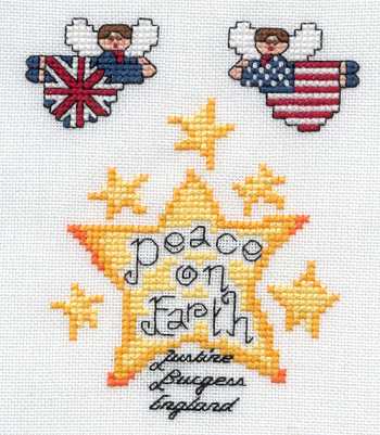 Cross-stitched memorial square by Justine Burgess