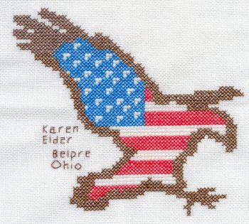 Cross-stitched memorial square by Karen Elder