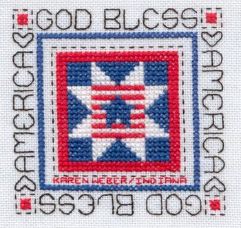 Cross-stitched memorial square by Karen Weber
