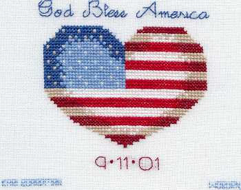 Cross-stitched memorial square by Kari Boardman