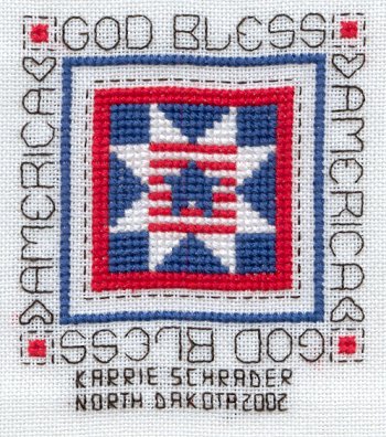 Cross-stitched memorial square by Karrie Schrader