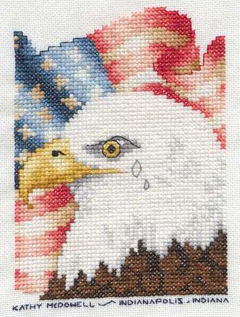 Cross-stitched memorial square by Kathy McDowell