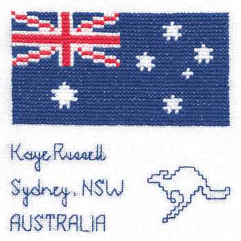Cross-stitched memorial square by Kaye Russell