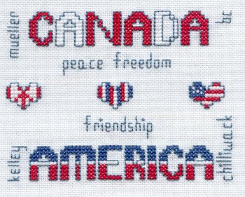 Cross-stitched memorial square by Kelley Mueller