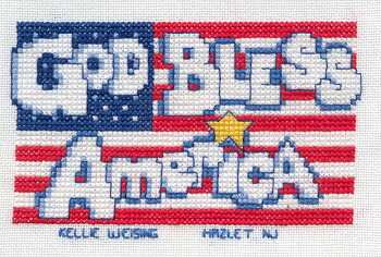 Cross-stitched memorial square by Kellie Weising