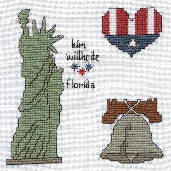 Cross-stitched memorial square by Kim Willhoite