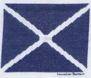 Cross-stitched memorial square by Laura Lee