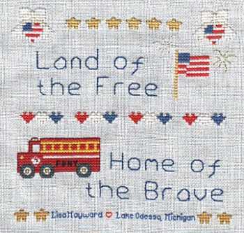 Cross-stitched memorial square by Lisa Hayward