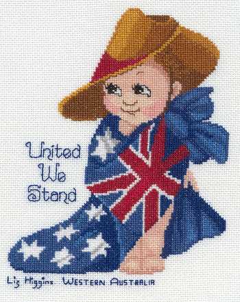 Cross-stitched memorial square by Liz Higgins
