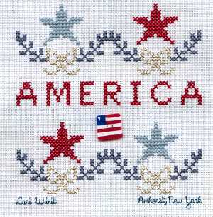 Cross-stitched memorial square by Lori Winitt