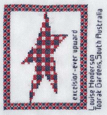Cross-stitched memorial square by Louise Henderson