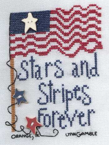 Cross-stitched memorial square by Lynn Gamble