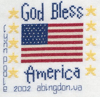 Cross-stitched memorial square by Lynn Poole