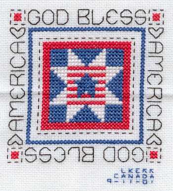 Cross-stitched memorial square by Lynne Kerr
