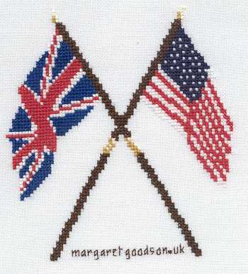 Cross-stitched memorial square by Margaret Goodson