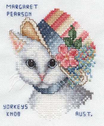 Cross-stitched memorial square by Margaret Pearson