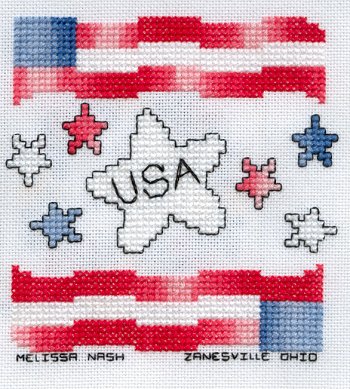 Cross-stitched memorial square by Melissa Nash