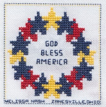Cross-stitched memorial square by Melissa Nash