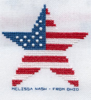 Cross-stitched memorial square by Melissa Nash