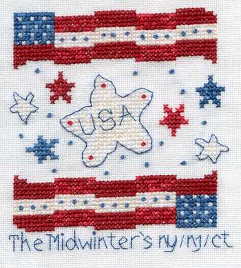 Cross-stitched memorial square by Nancy Midwinter