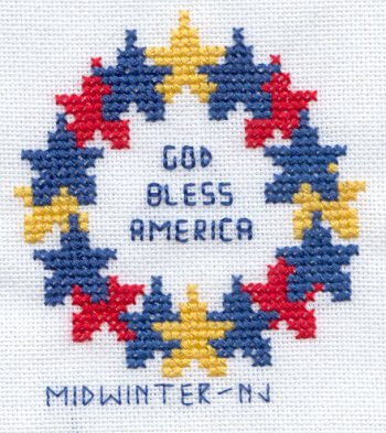 Cross-stitched memorial square by Nancy Midwinter