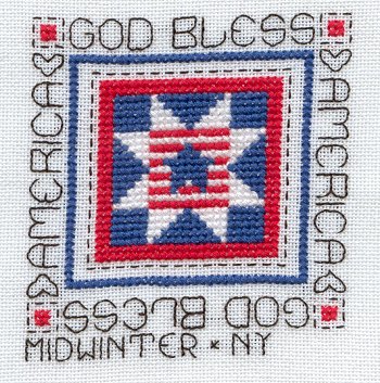 Cross-stitched memorial square by Nancy Midwinter