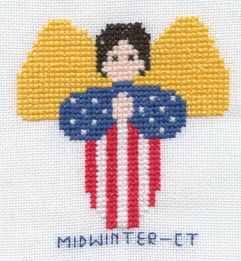 Cross-stitched memorial square by Nancy Midwinter