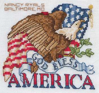 Cross-stitched memorial square by Nancy Ryals