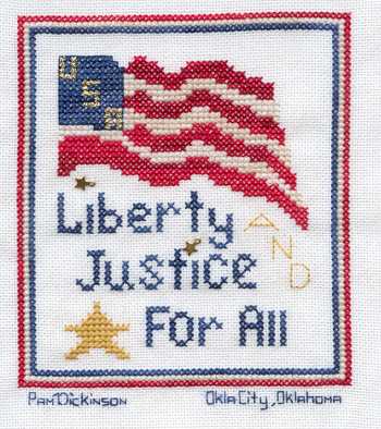 Cross-stitched memorial square by Pam Dickinson