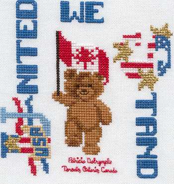 Cross-stitched memorial square by Patricia Dalrymple