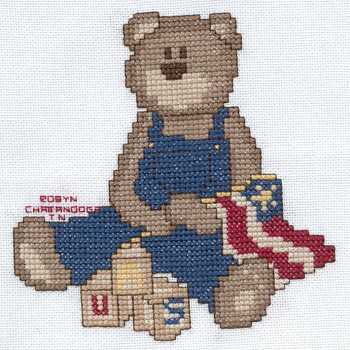 Cross-stitched memorial square by Robyn Brown
