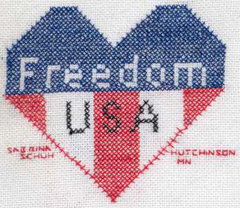 Cross-stitched memorial square by Sabrina Schuh