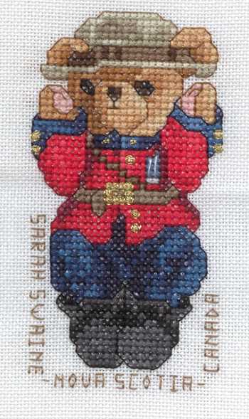 Cross-stitched memorial square by Sally Swaine