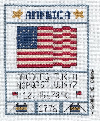 Cross-stitched memorial square by Sally Swaine