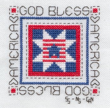 Cross-stitched memorial square by Sally Swaine