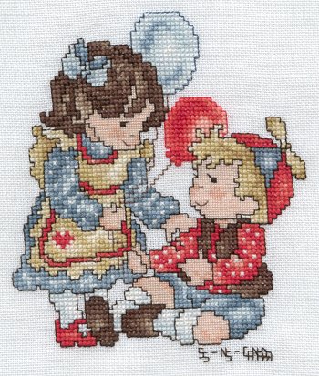 Cross-stitched memorial square by Sally Swaine