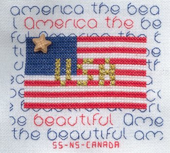 Cross-stitched memorial square by Sally Swaine