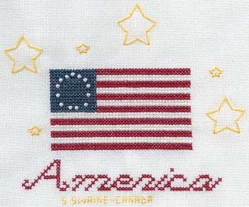 Cross-stitched memorial square by Sally Swaine