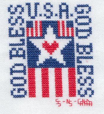 Cross-stitched memorial square by Sally Swaine