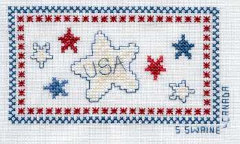 Cross-stitched memorial square by Sally Swaine