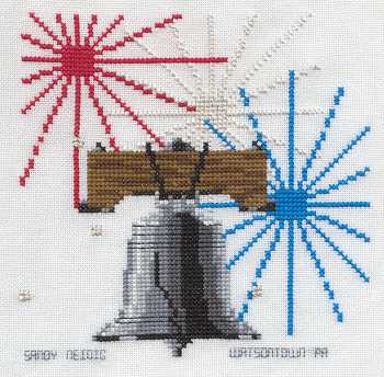 Cross-stitched memorial square by Sandy Neidig