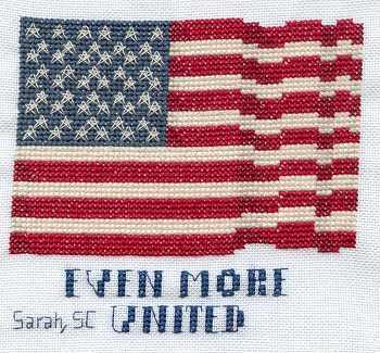 Cross-stitched memorial square by Sarah Fischer