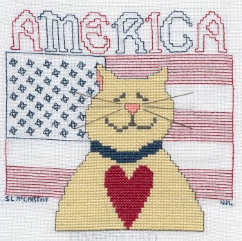 Cross-stitched memorial square by Shannon McCarthy