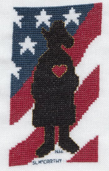 Cross-stitched memorial square by Shannon McCarthy